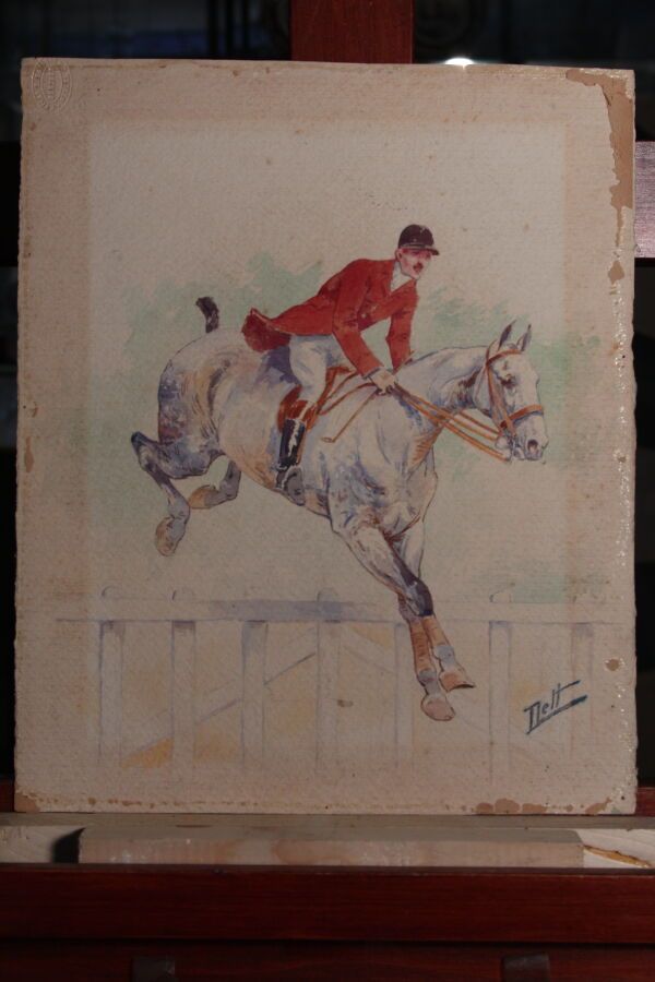 Null 奥德特-杜兰德（1885-1972），人称DETT

"完美的跳跃"。

拱形纸上的水彩画，右下方有签名

35 x 29 厘米

一套2幅纸上水彩画&hellip;