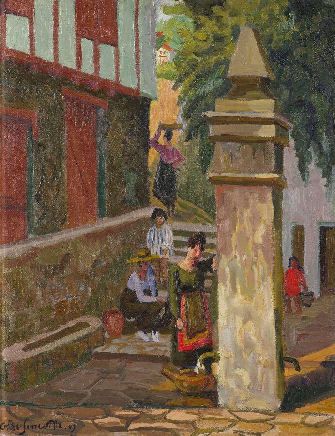 Null 乔治-普雷维奥-德-索内维尔(1889-1978)(Georges PRÉVÉRAU D DE SONNEVILLE)

锡伯尔，在喷泉

布面油画，&hellip;