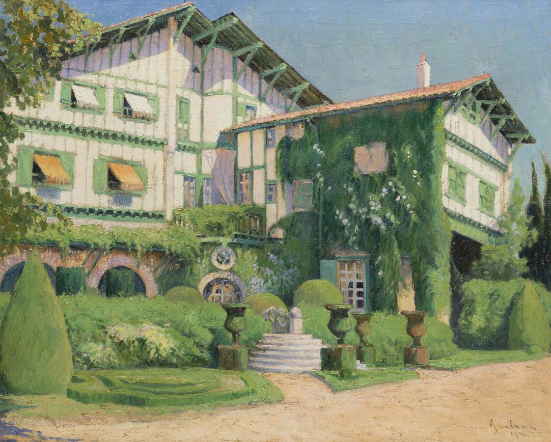 Jean CALAME (XIX/XXème) 
Villa Arnaga à Cambo-les-Bains 
Huile sur toile, signée&hellip;