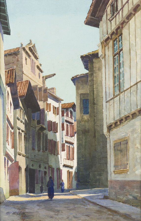 Null 伯纳德-安托万-里格蒂(1882-1965)

西布尔，Pocalette街

水彩画，左下方有签名。

视线尺寸：42 x 27厘米。