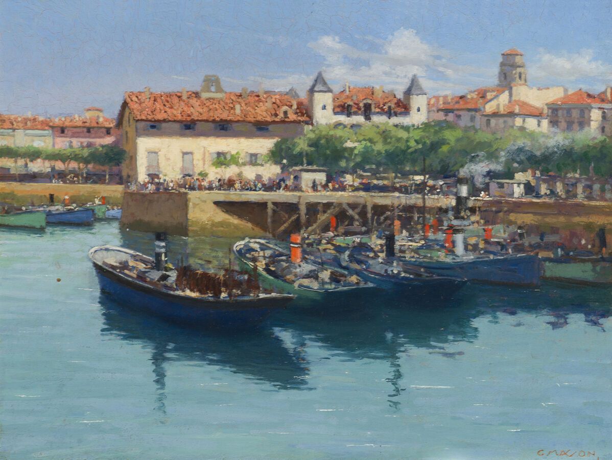 Null 乔治-马松 (1875-1949)

圣-让-德-卢斯的港口

伊索尔面板上的油画，右下方有签名。

27 x 35厘米。

装在一个模制的木框里，上&hellip;