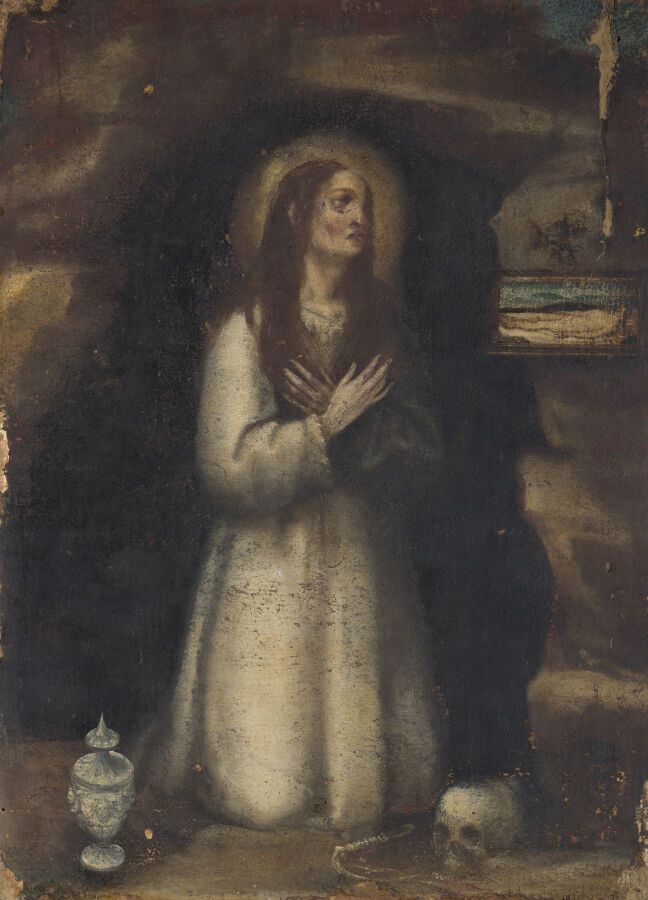 Null Spanish school around 1600

Saint Mary Magdalene in Penitence

Oil on canva&hellip;