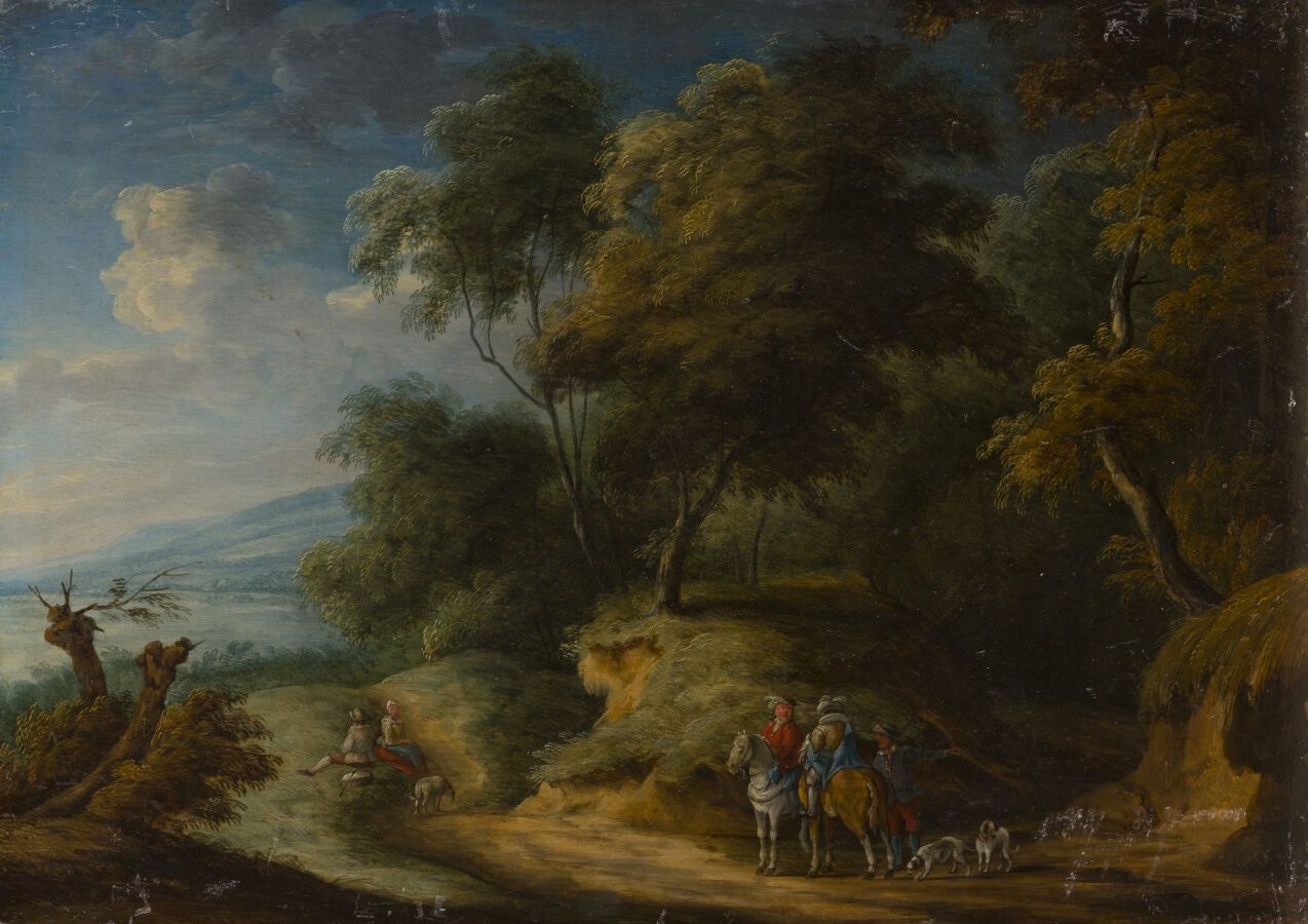 Null 雅克-德-阿图瓦（1613-1686）的追随者

景观中的骑手

木板上的油彩

46 x 38 cm

背面的旧藏品编号：N°31

无框架



&hellip;