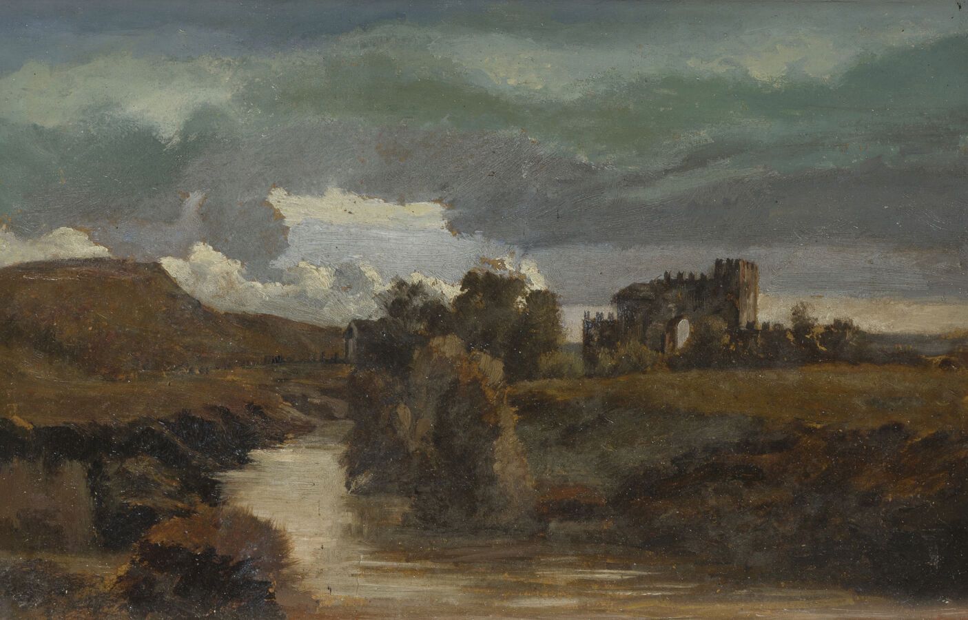 Null 法国学派

景观与河流和城堡

纸上油彩装在画布上

20 x 30厘米

1820-1830

鎏金框架内有棕榈花纹