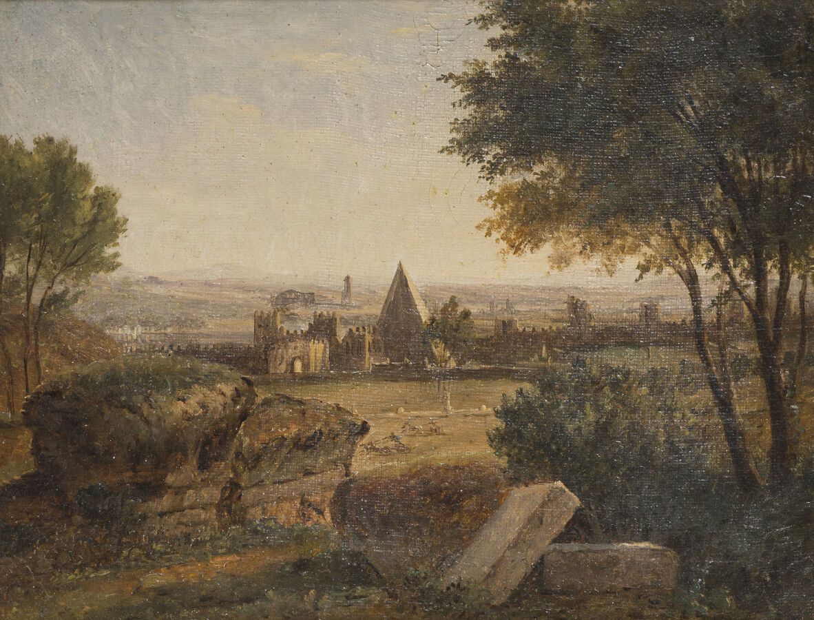 Null Ecole française vers 1800

Paysage historique avec les murs de Rome, la Pyr&hellip;