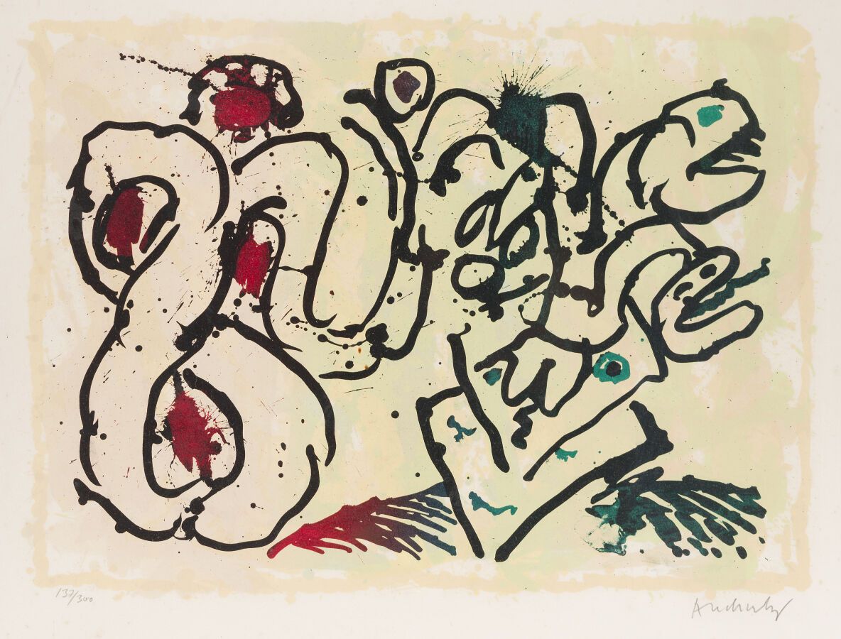 Null 皮埃尔-阿拉钦斯基 (Pierre ALECHINSKY) (生于1927年)
Le Dénouement, 1967
牛皮纸上的彩色石版画，右下方有&hellip;