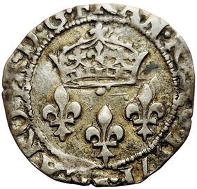 Null Charles IX. Double Sol Parisis. 1571 Aix. 2,69grs. Gad.417 ( R ). TTB