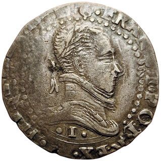 Null Henri III. Mezzo franco con colletto piatto. 1581 I. Limoges. 6,83gr. Gad.4&hellip;