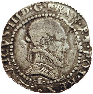 Null Enrique III. Media franca con cuello plano. 1577 I. Limoges. 6,90grs. Gad.4&hellip;