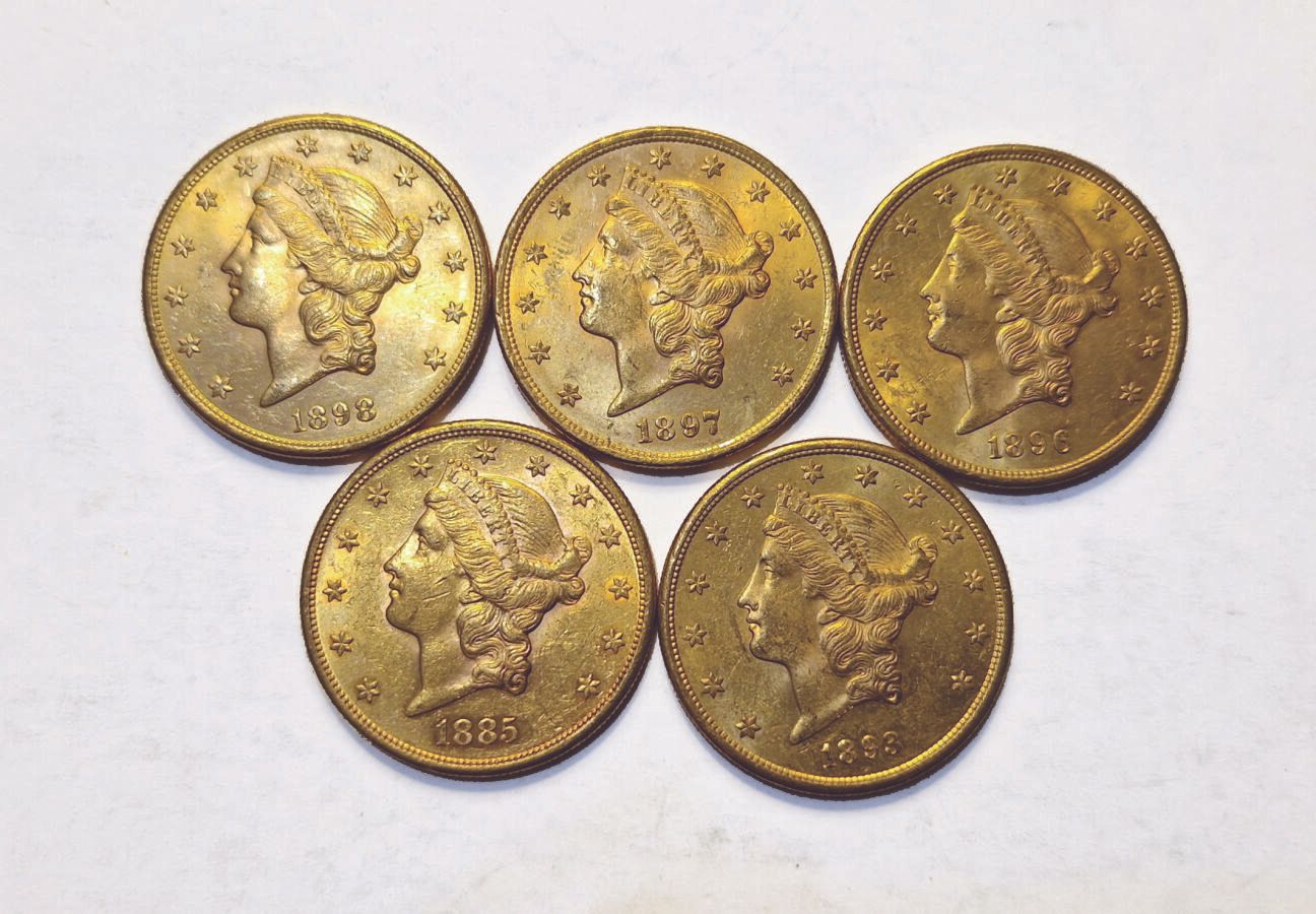 Null USA. 5 Münzen zu 20 Dollars Coronet Head. Verschiedene Daten und Werkstätte&hellip;