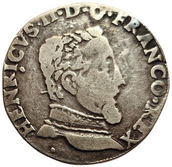 Null Henri II. 1547-1559. Teston with naked bust 5th type. 1557 M. Toulouse. 9,1&hellip;