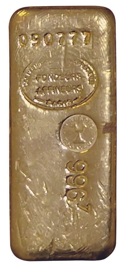 Null Gold ingot. 996,7grs. With its certificate n°090777.

For security reasons,&hellip;