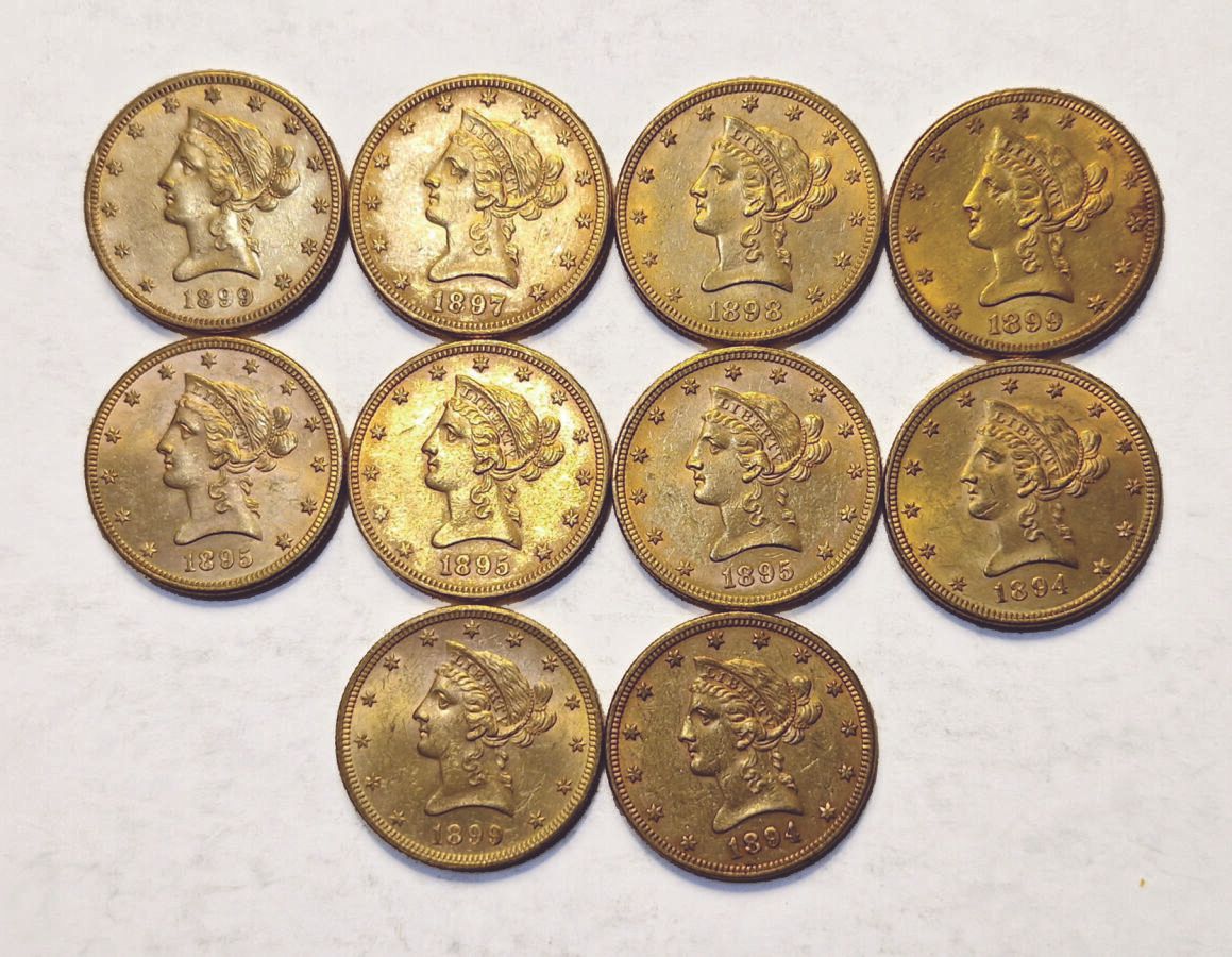 Null USA. 10 Münzen zu 10 Dollars Coronet Head. Verschiedene Daten und Werkstätt&hellip;