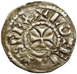 Null Lothar II. Denario nel tempio. Bourges. 1,16gr. Dep.206. TTB+/TTB