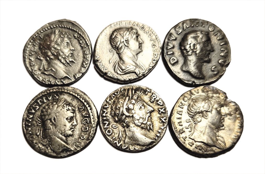 Null Rome. Lot of 6 denarii : Trajan (2 ex.), Antoninus the Pious, Marcus Aureli&hellip;