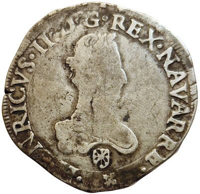 Null Navarra. Heinrich III. Franc 1580. Saint Palais. 13,7grs. Dy.1399. TB/TB+.