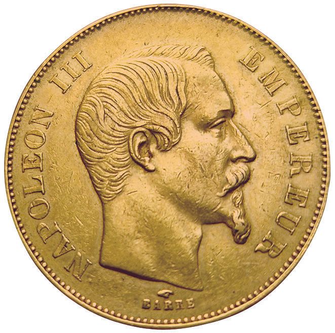 Null 法国。拿破仑三世，50法郎1856年A。Gad.1111 qSUP

出于安全考虑，金条和金币被保存在银行保险库中，并将在指定时间内出售。