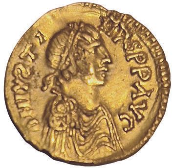 Null Regno dei Franchi. 508-511. Triens nel nome di Giustino I. A/ DN JVSTINVS P&hellip;
