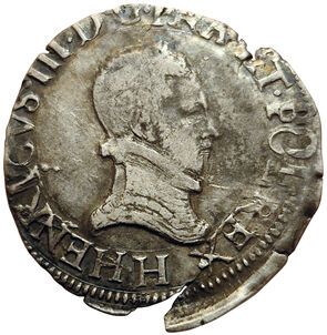 Null Enrique III. 1574-1589. Half-Teston. 1576 H. La Rochelle. 4,42grs. Gad.484 &hellip;