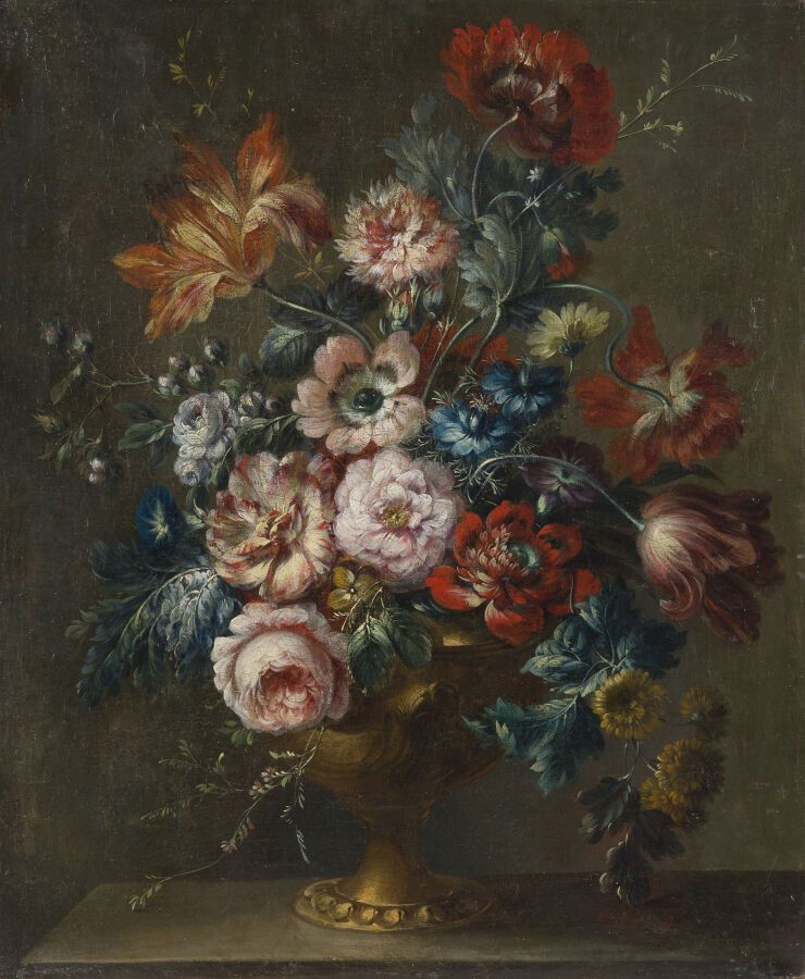 Null ITALIENISCHE SCHULE UM 1700
Blumenstrauß in einer Vase
Originales Gemälde a&hellip;