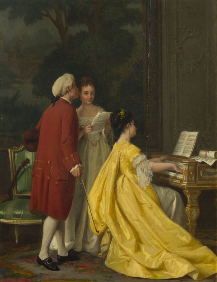 Null Giovanni MOCHI (1829-1892)
Dans le salon de musique, 1872
Huile sur panneau&hellip;