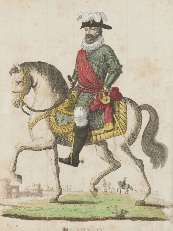 Null Engraving 18th CENTURY*
Henry IV on horseback
Rehaut of colors later.
Dim. &hellip;