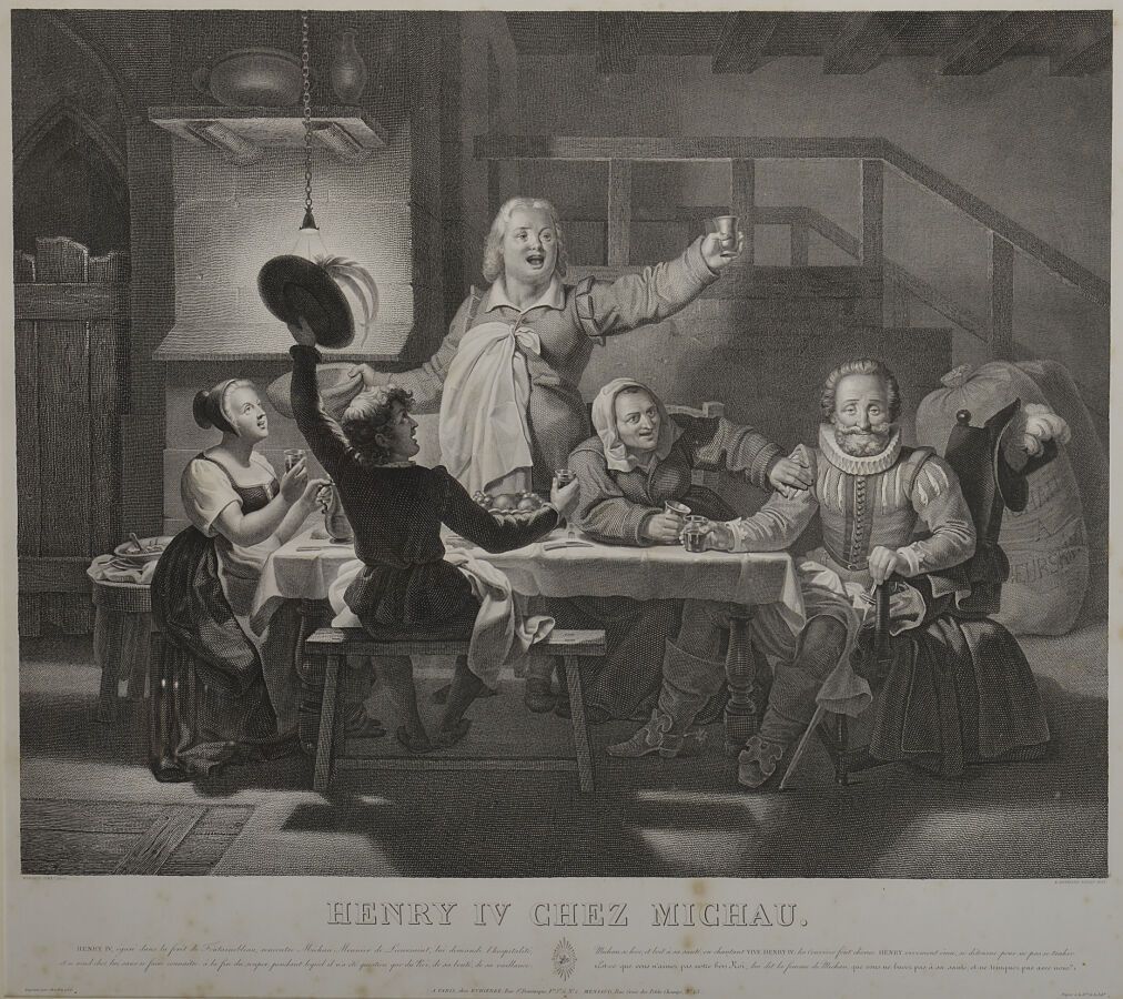 Null D'après Alexandre MENJAUD (1773-1832)*
Henry IV chez Michau
Gravure en noir&hellip;
