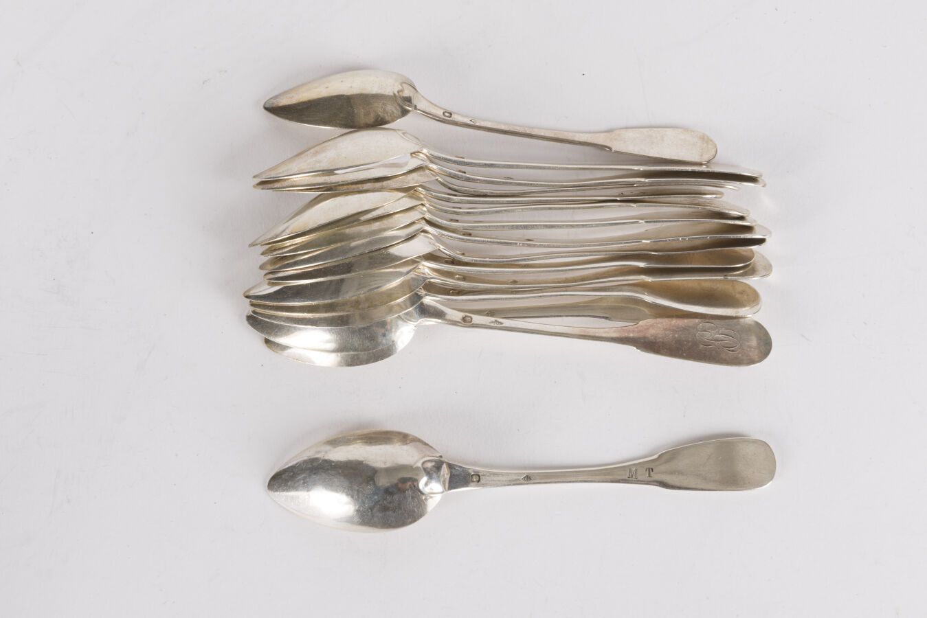 Null Set of 15 small spoons in Minerva silver 950 thousandth, uniplat model, two&hellip;