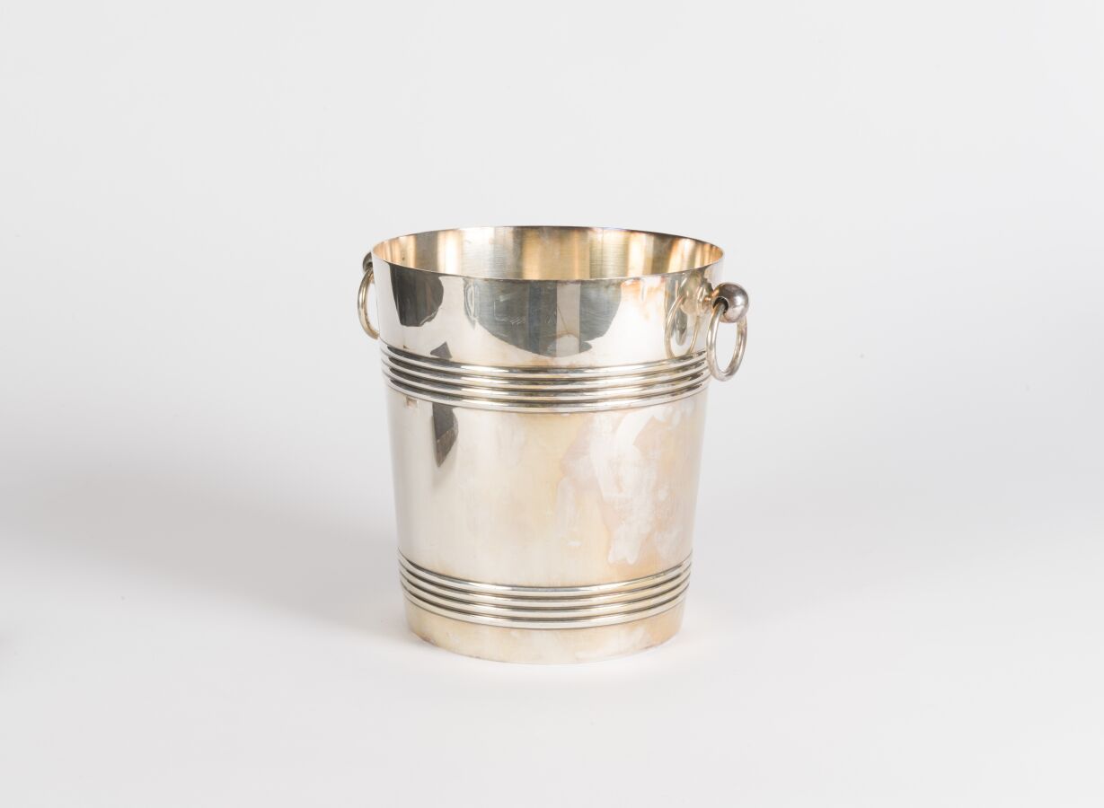 Null Gallia and Christofle, champagne bucket in silver plated metal with gadroon&hellip;
