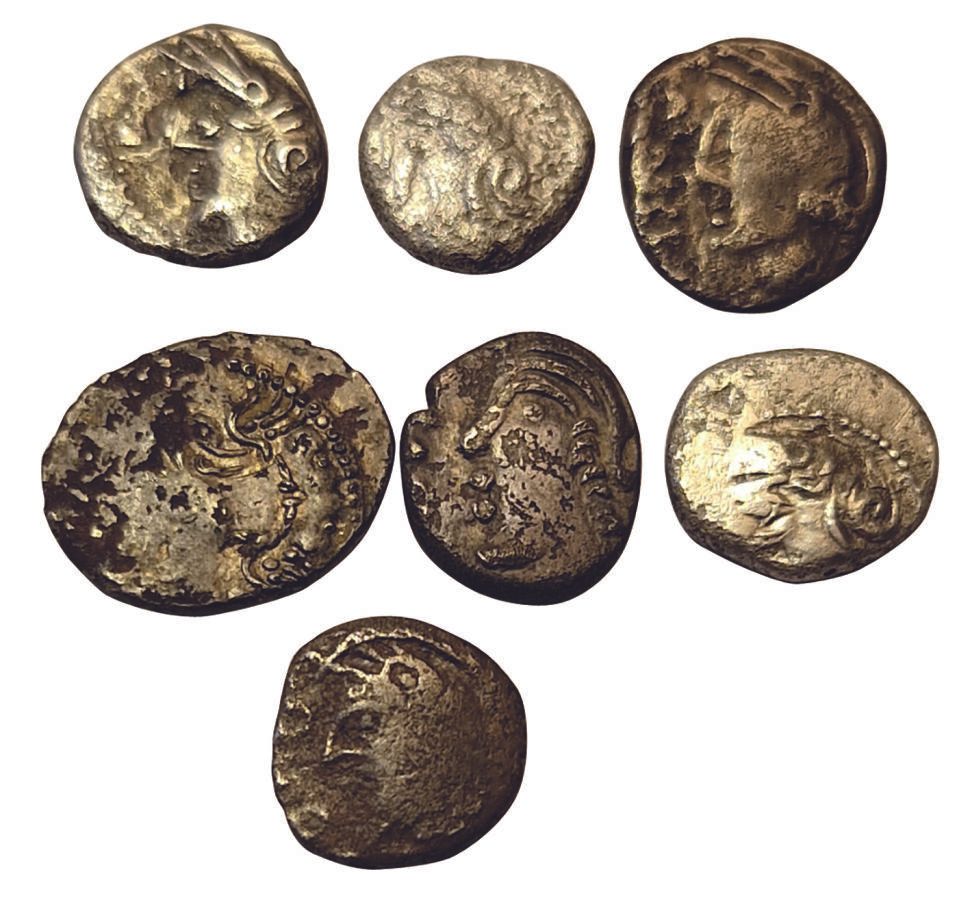 Null Lote de 7 monedas de plata: Lingons Denier KALETEDOY x 4, Sequanes Denier Q&hellip;