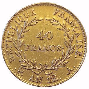 Null Consulat. 40 Francs An 12 A. F.536/6. TTB