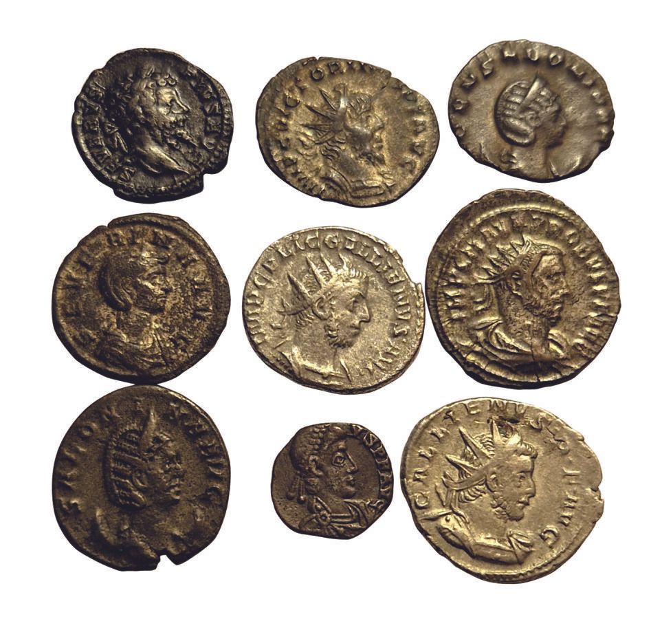 Null Lot de 9 monnaies: Silique, Deniers, Antoniniens. Septime Sévère, Gallien, &hellip;