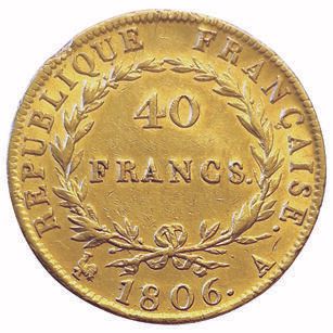 Null 1er Empire. 40 Francs 1806 A. F.538/1. TTB+