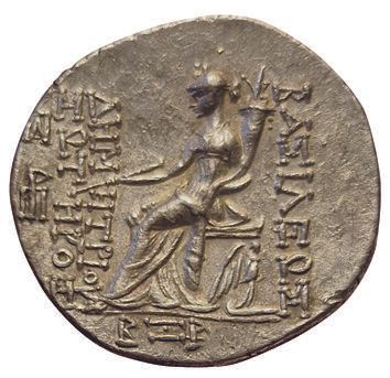 Null 塞琉古王国。德米特里欧斯一世-索特尔。公元前 162-150 年。特特拉奇马。安提阿。16,54格令。HGC