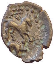 Null Karnuten. Bronze mit Pferd und Wildschwein. 2,32grs. DT.2605. TTB