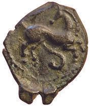 Null Pictons. Bronze mit umgedrehtem Pferd. 2,71grs. DT.3485-3486. TTB