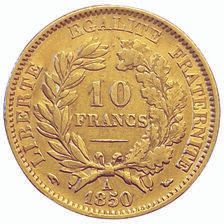 Null IIe République. 10 Francs Cérès 1850 A. Oreille relevée. F.504/1. TTB/TTB+