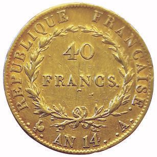 Null 1er Empire. 40 Francs An 14 A. F.537./2. TTB+