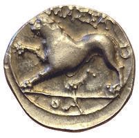 Null Massalia. 125-90 B.C. Light drachma. Bust of Artemis to left. R/ Lion walki&hellip;