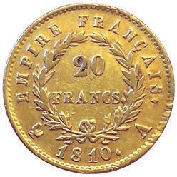 Null 1er Empire. 20 Francs 1810 A. F.516/8. TTB
