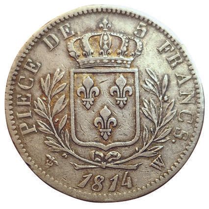 Null Louis XVIII. 5 Francs au buste habillé. 1814 W. Lille. Gad.591. 104480 ex. &hellip;