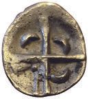 Null Cadurques. 1. Jh. V. Chr. Obole mit dreieckigem Kopf. 0,48gr. Savès 421. TT&hellip;