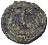 Null Carnutes. Bronze PIXTILOS with bird in the temple. 2.82grs. DT.2472. TB+.