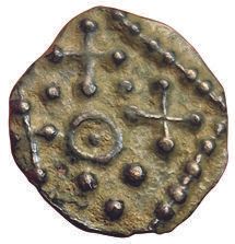 Null Anglo-Saxons. VIIIe s. Sceat à la tête avec croix et au carré perlé. A/ Ané&hellip;