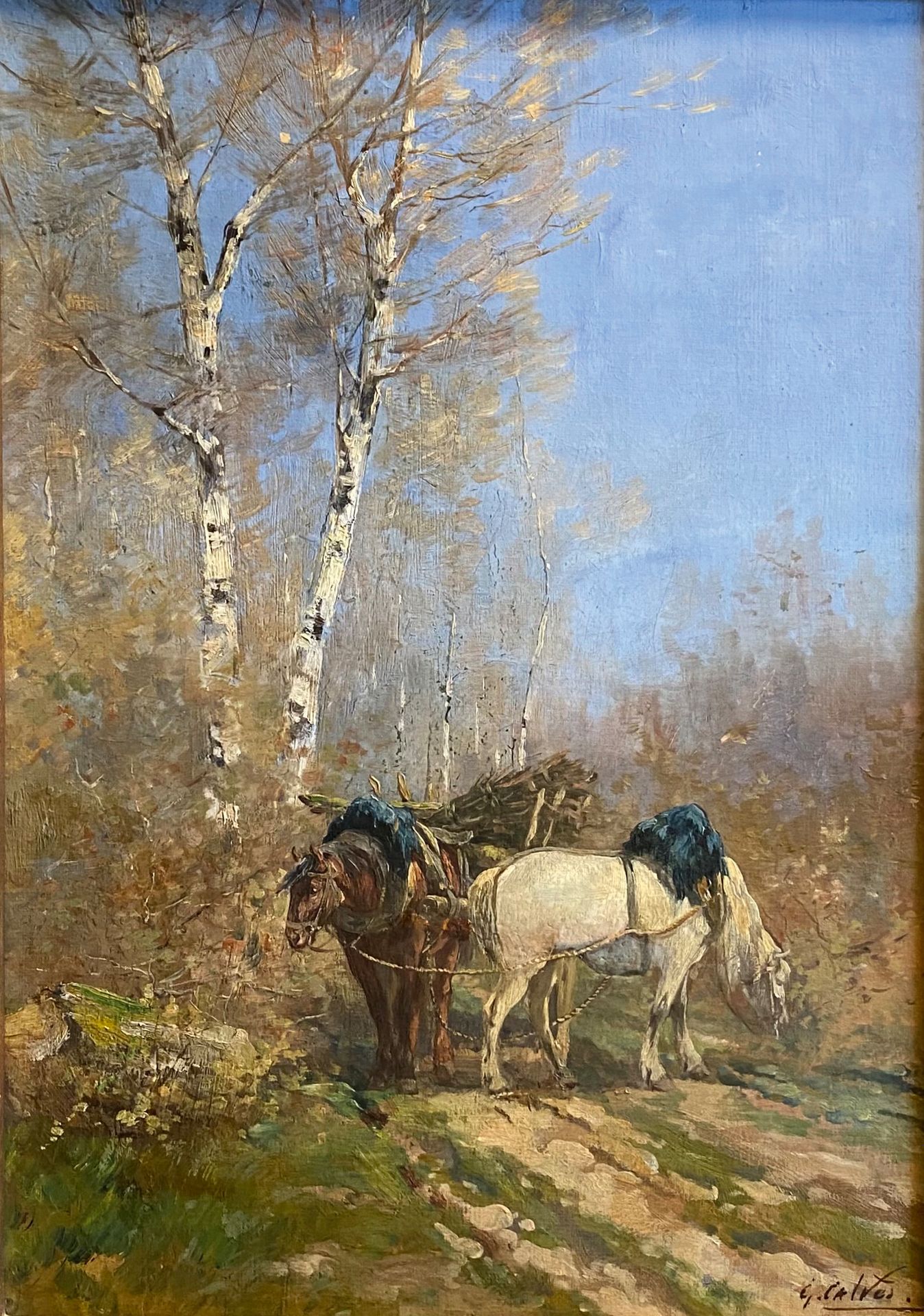 Null Georges CALVES (1848-1923)

Chevaux de trait en forêt.

Huile sur toile sig&hellip;
