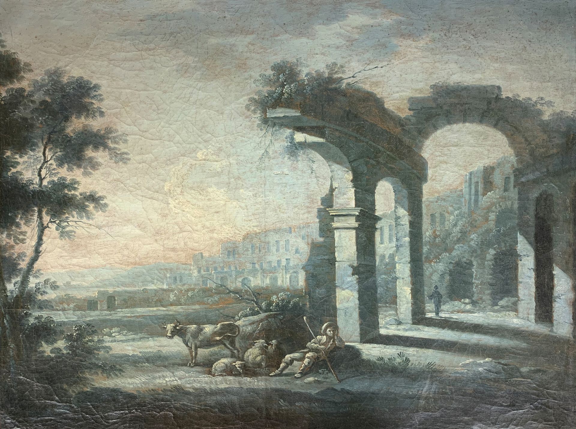 Null Ecole du XVIIIe siècle

Berger dans des ruines. 

Huile sur toile.

63 x 78&hellip;