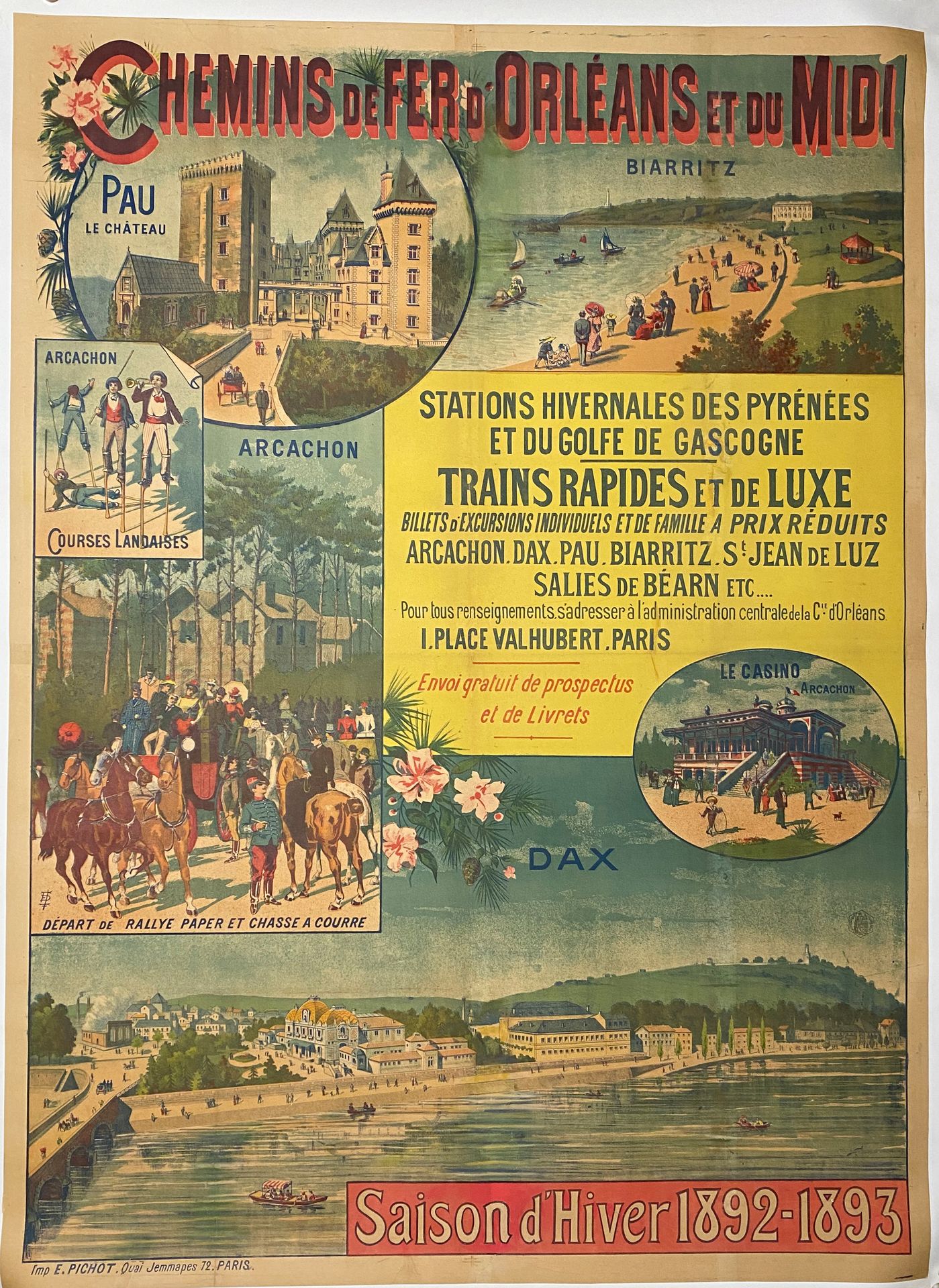 Null Chemins de fer d'Orléans et du midi, saison d'hiver 1892-1893". 

Affiche l&hellip;