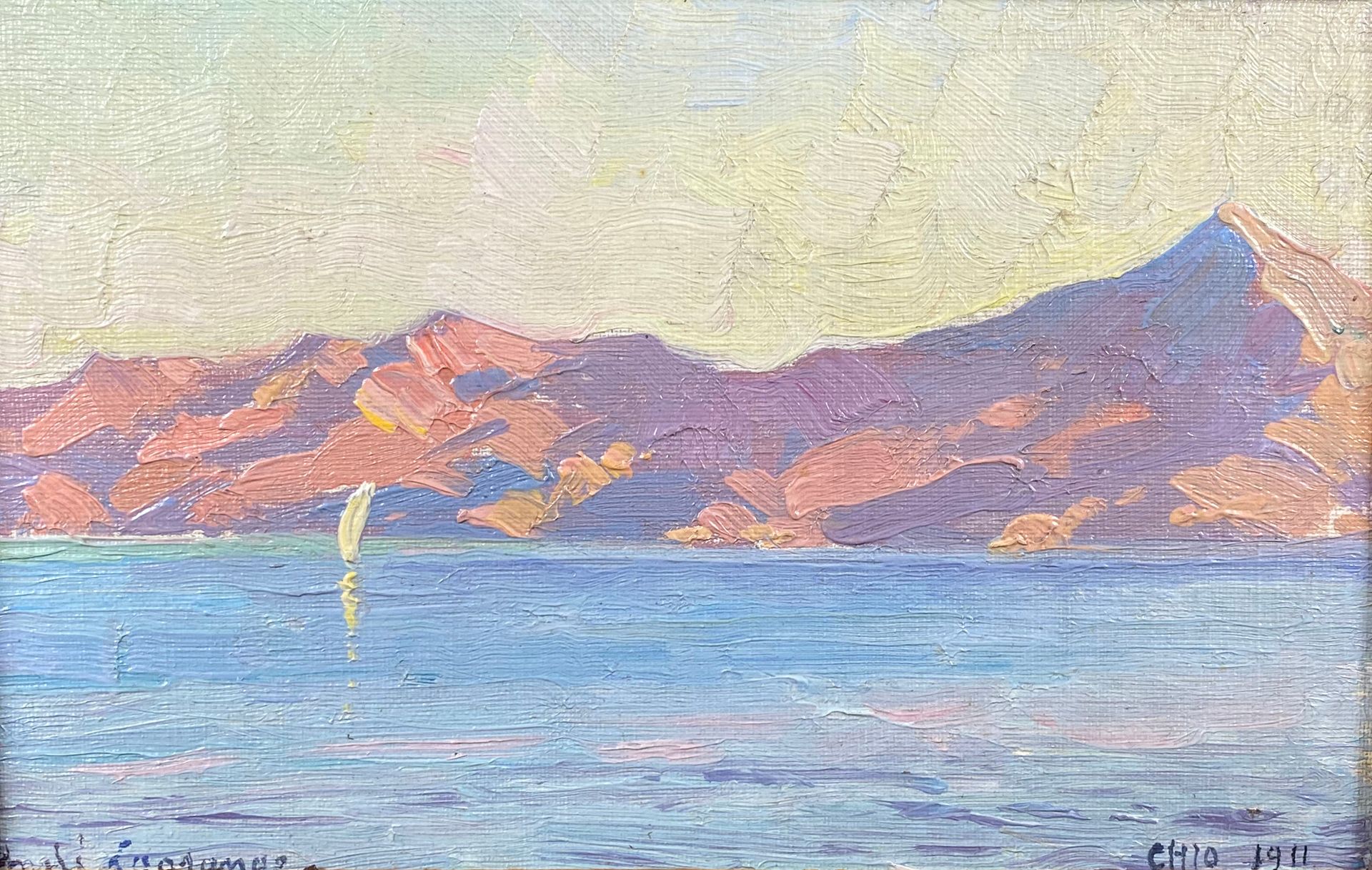 Null André LAGRANGE (1889-1958)

Vue de Chio, 1911. 

Huile sur carton toilé sig&hellip;