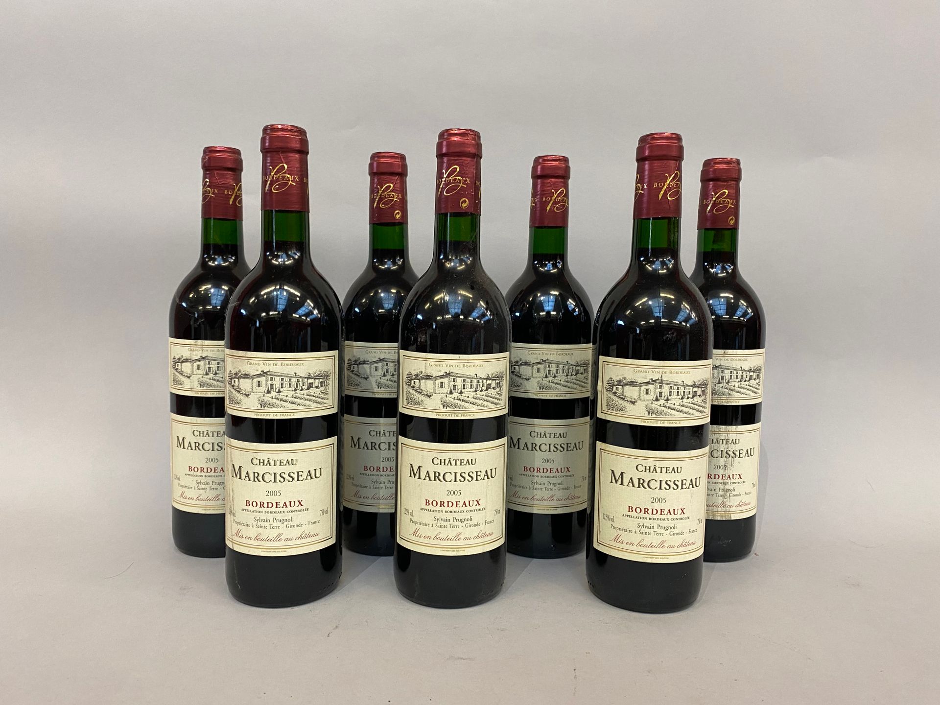 Null 
Château Marcisseau, Bordeaux, Sylvain, Prugnoli, 2005, sept bouteilles