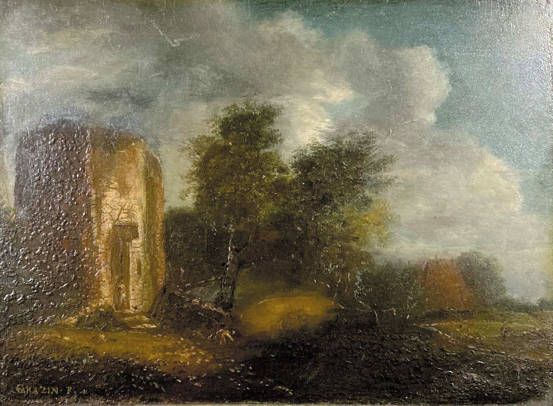 Null Jean-Baptiste SARAZIN (18th-19th centuries)

Landscape with ruined tower. 
&hellip;